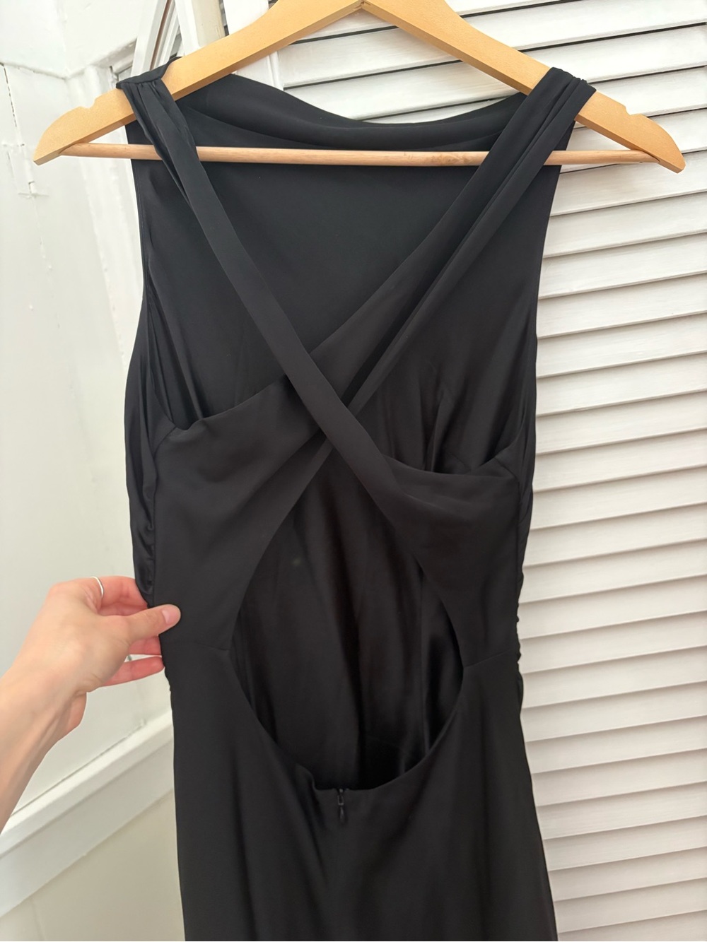 Quince washable stretch silk high neck open back dress - Picture 6 of 6